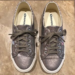 Superga bronze sequin sneakers